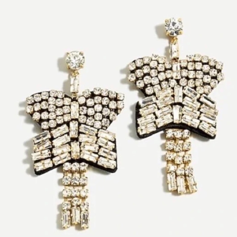 NWT J Crew Butterfly Sparkling Statement‎ Earrings